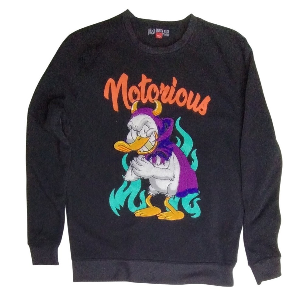 Black Pike Notorious Gold Tooth Devil Duck Chenelle Graphic Sweatshirt - Size L